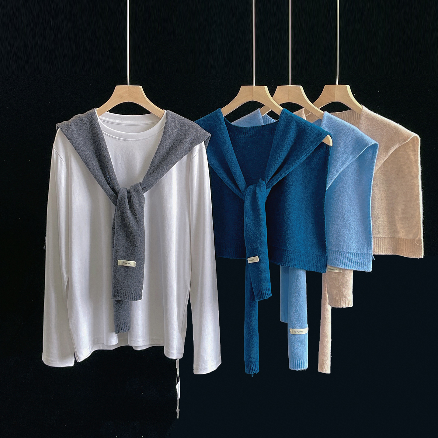 16支双股女士纯色针织披肩