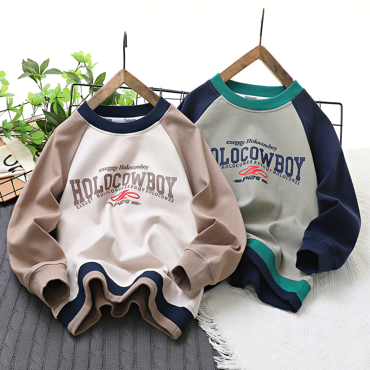 特 儿童圆领撞色插肩袖卫衣 男童女童纯棉上衣 中大童童装秋款,童装/婴儿装/亲子装,卫衣/绒衫,淘宝优惠券,粉丝福利购,淘宝优惠卷