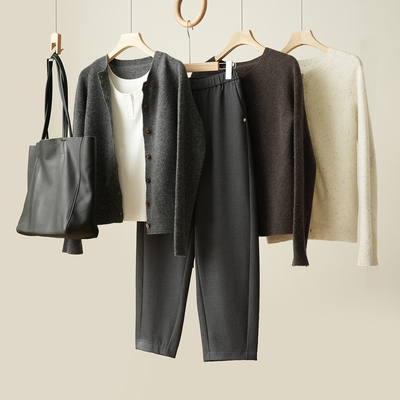 羊毛16支点子纱女士针织开衫外套