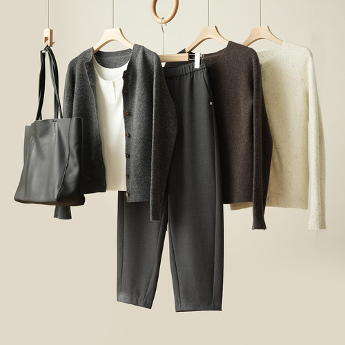 羊毛16支点子纱女士针织开衫外套