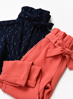 57358 特 夏日雪纺裤 儿童薄款长裤 女童花苞腰夏凉裤