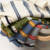 中大童春秋款 特 打底上衣 男童女童圆领条纹长袖 儿童珠地棉卫衣