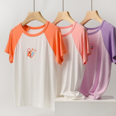 79579 清库 儿童T恤 薄款男女童撞色卡通短袖打底衫