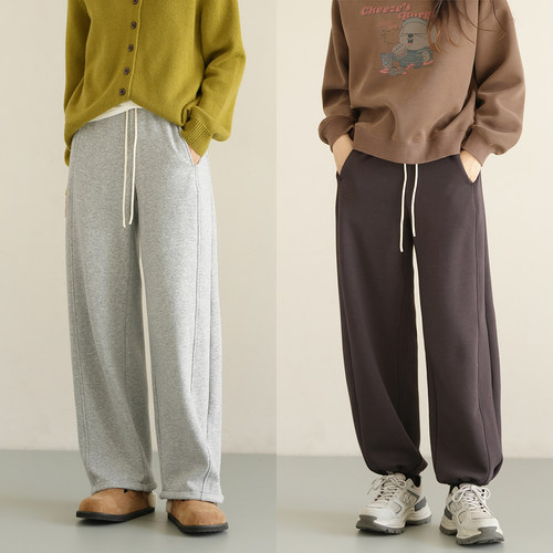 加绒两穿女士直筒运动裤