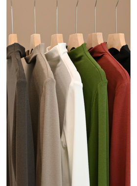 23363 轻柔软糯 女士啤酒领打底衫 恒温弹力纯色保暖长袖 秋冬