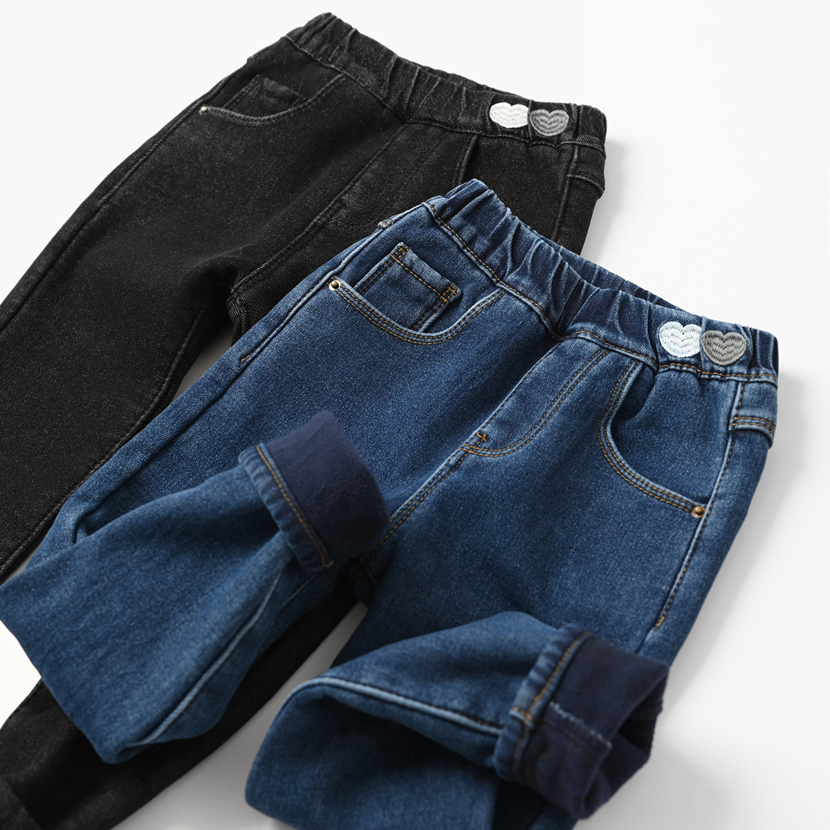 81428 清库  儿童加绒牛仔裤女童百搭铅笔裤 保暖长裤 冬款