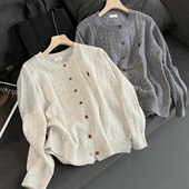 女装 反季 圆领麻花刺绣上衣外套 秋冬款 福利无补 女士羊毛开衫