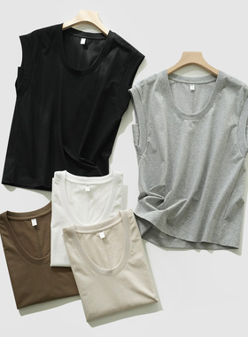 86000 宽肩遮副乳 女士棉质背心 无袖打底衫纯色休闲吊带夏款女装