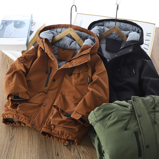 冬款 85368 童装 男童宽松保暖丝棉棉袄棉服 儿童防风夹棉连帽外套