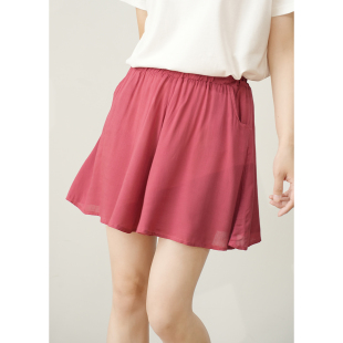 清库 A字版 女士竹节人棉薄款 纯色宽松家居短裤 裙裤 77550