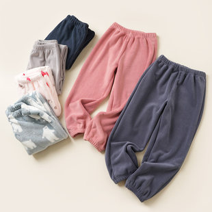 特 只有110-120码儿童暖暖裤男女童法兰绒睡裤保暖家居长裤子冬款