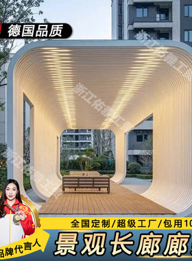 文化长廊凉亭景观廊架锌合金爬藤葡萄架遮阳棚 户外庭院花架铁艺