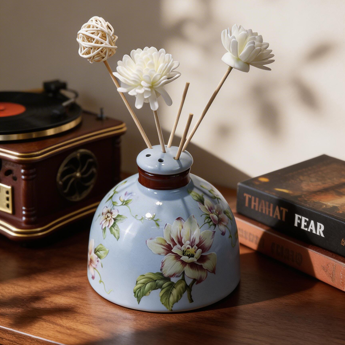 古典陶瓷香薰瓶空瓶精油藤条家用室内厕所持久高级香氛扩香器摆件