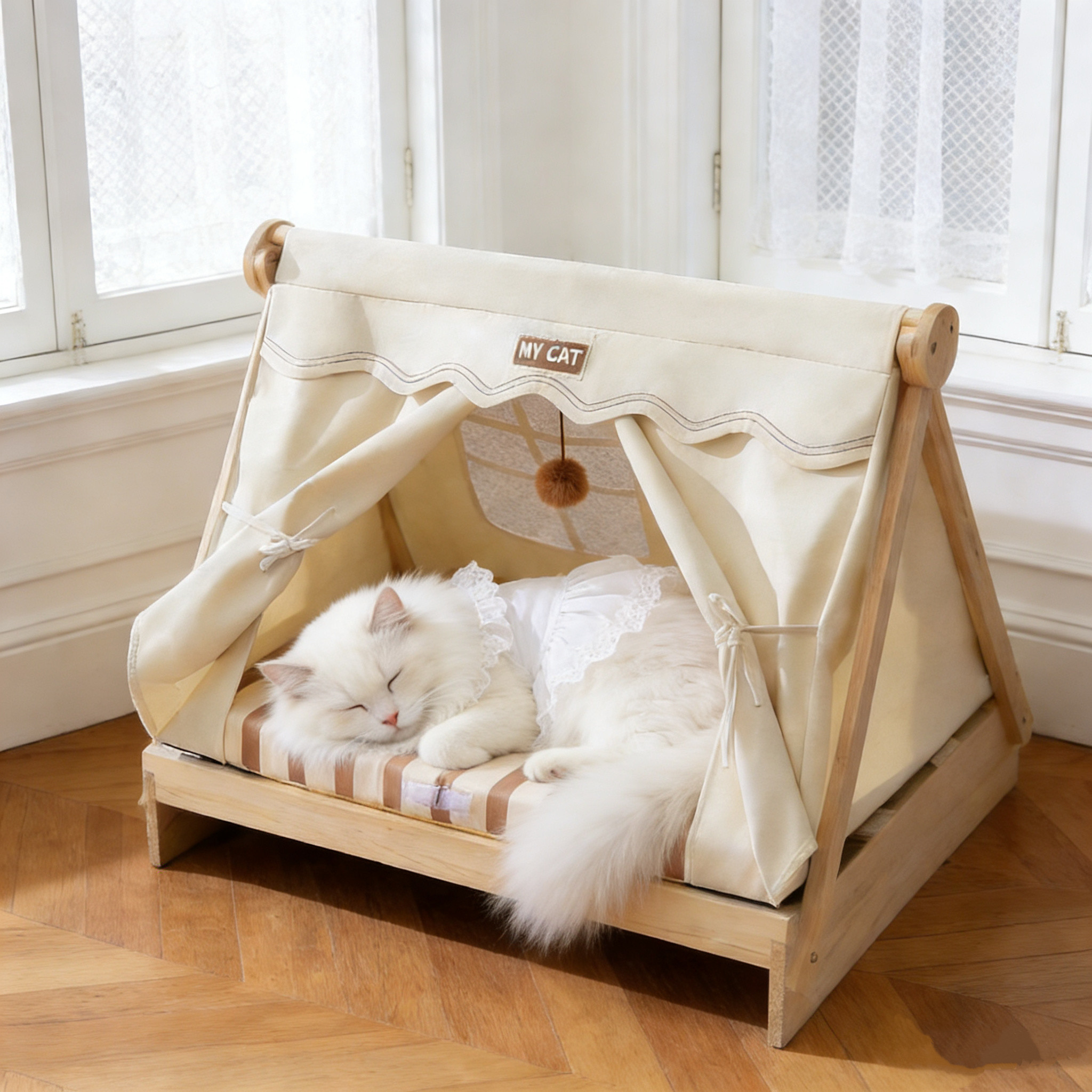 Totopets宠物实木帐篷窝猫咪小屋狗狗半包围宠物床半封闭小沙发床,宠物/宠物食品及用品,猫窝/屋/帐篷/沙发,淘宝优惠券,粉丝福利购,淘宝优惠卷