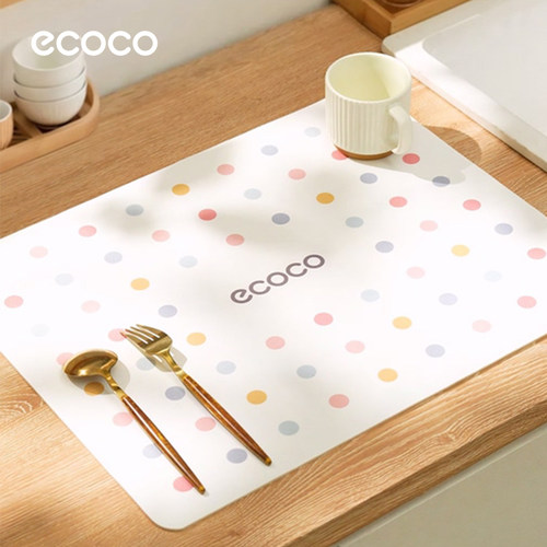 ecoco厨房台面吸水垫水龙头餐具干燥杯垫水池桌面专用防滑沥水垫