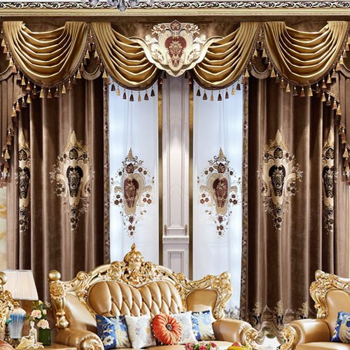 欧式奢华大气别墅客厅豪华刺绣新款遮光卧室窗帘布窗纱复古宫廷
