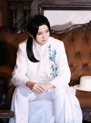 老王NINI黑塔利亚中国拟人APH一点红王耀cos黑60直发cosplay假发