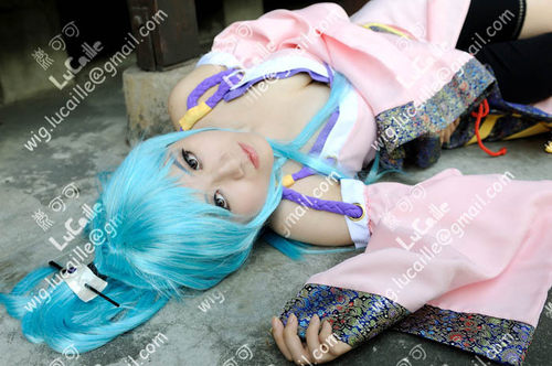 【MY Glory】初音100cm高温丝直发水蓝古装动漫配件cosplay假发