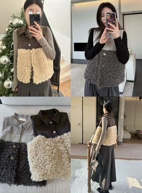 马甲时髦百搭无袖上衣 毛毛背心马甲秋冬保暖夹棉外穿冬afm定制