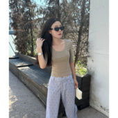 正肩大u领中袖 短袖 显瘦wan能0出错 女t恤夏 设计感上衣AFM定制