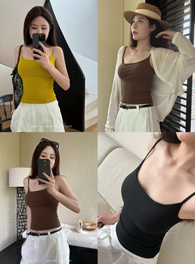 omg小胸直升杯 大胸也能兜住！显白4色 自带胸垫吊带背心女夏外穿