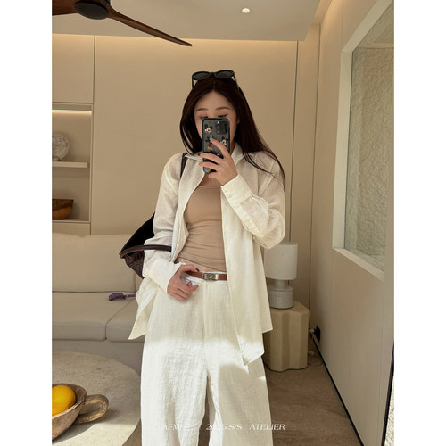 100亚麻老钱经典正肩版型衬衫