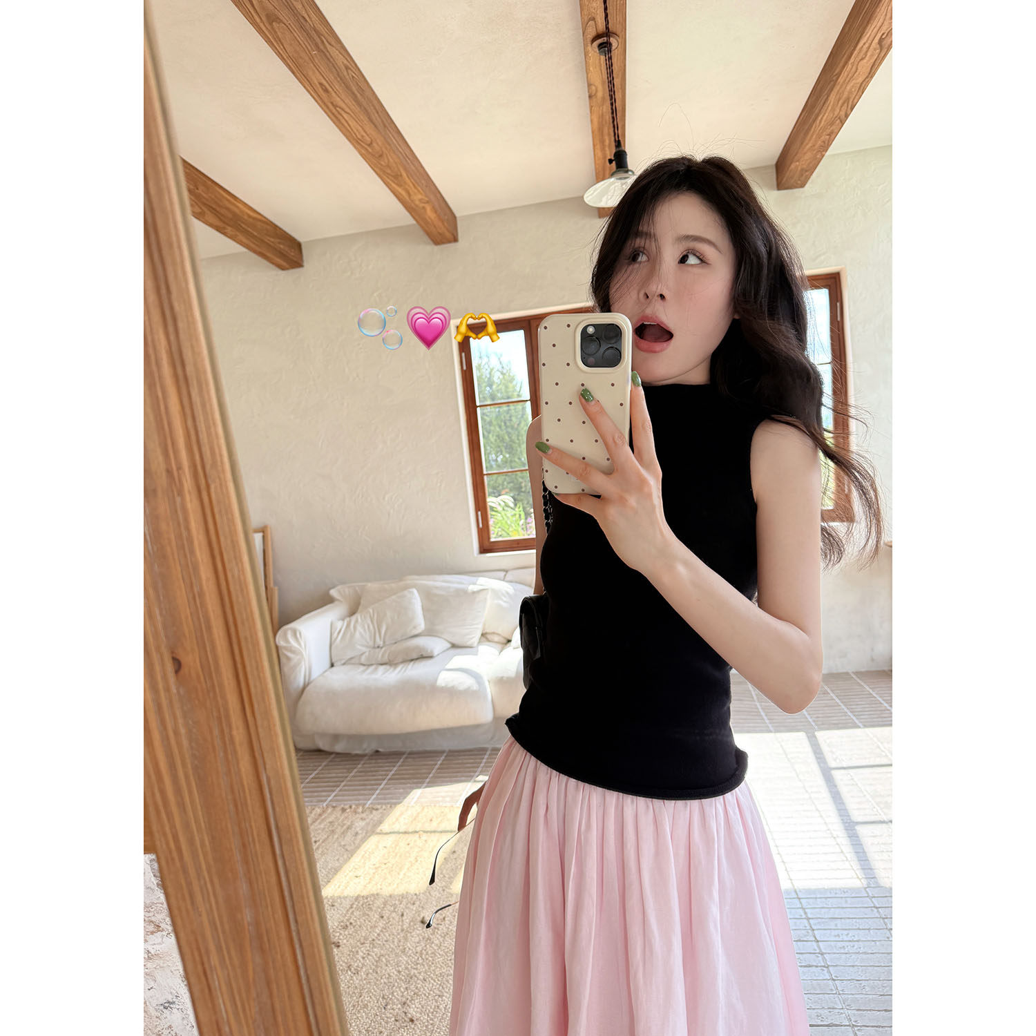 AFM定制 全棉针织半高领修身背心吊带背心女夏外穿内搭无袖女上衣
