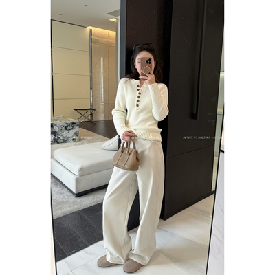 牛仔休闲裤冬季宽松阔腿长裤