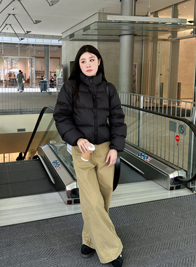 肯豆风90白鸭绒短款立领黑色短款羽绒服女款冬季加厚面包服外套