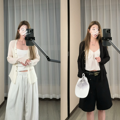 人丝斜裁连肩袖透薄暗黑调开衫