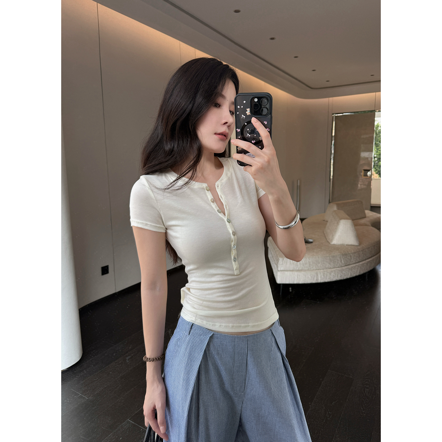 天丝三色短袖t恤女春内搭上衣