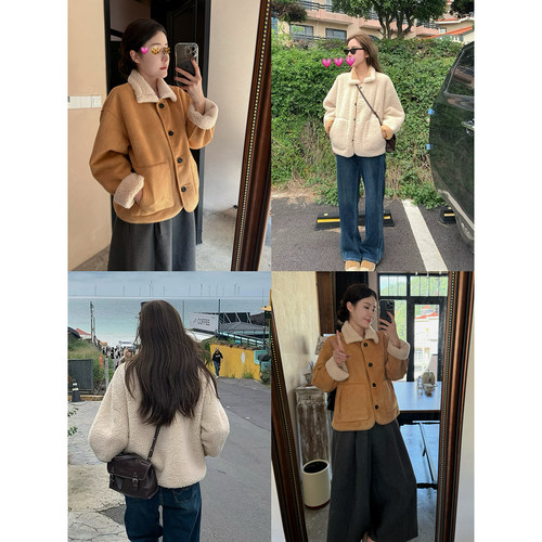 毛毛外套极简风保暖休闲外套长袖