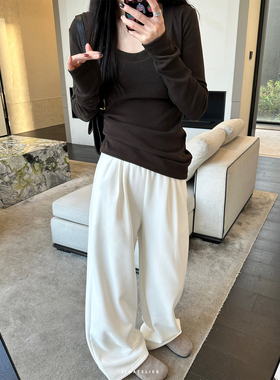 必囤囤囤系列 U领软糯保温坑条磨毛打底衫  磨毛内搭秋冬内搭女