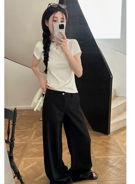 AFM定制神裤黑色西装裤休闲拖地裤子阔腿裤女直筒裤长裤大长腿