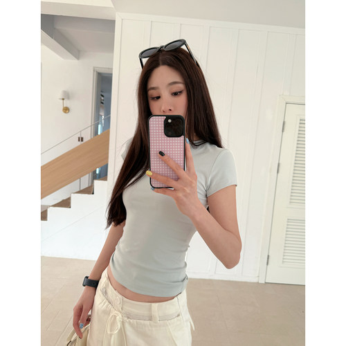 五色修身纯色短袖通勤简约