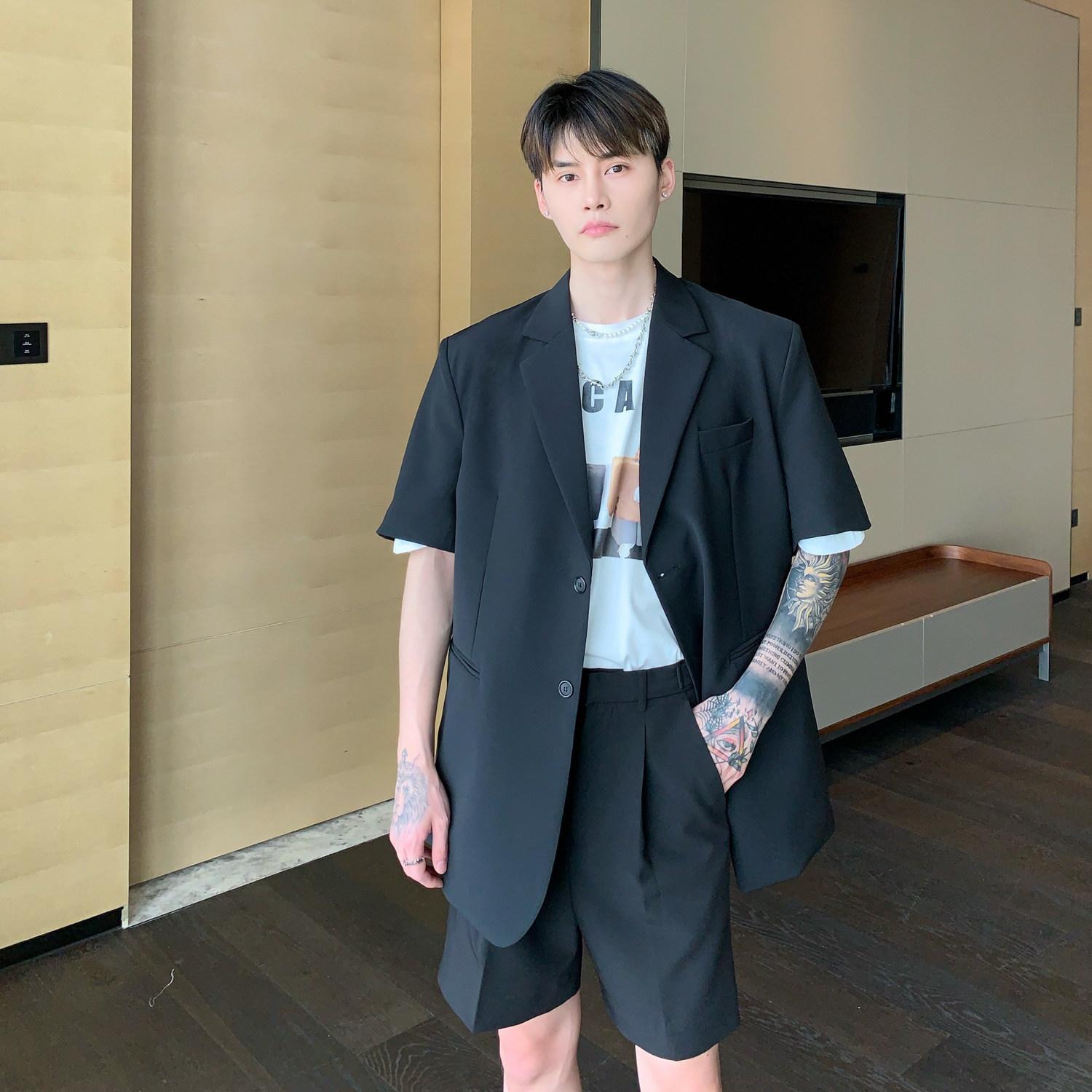 CUIBUJU BIG-NAME STYLE CASUAL SUIT SUIT MENS KOREAN VERSION DESIGN SENSE STRAIGHT SUIT PANTS MENS INSTIDE TREND