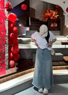 肉卷家微胖大码女装韩系鱼尾气质春款毛边胖mm流苏显瘦牛仔半身裙