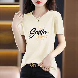 正肩纯棉T恤短袖 清仓外贸 女装 品牌正品 宽松女士减龄上衣体恤 夏季