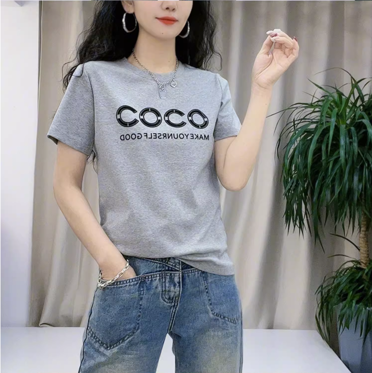 短袖韩版薄款印花纯棉女不起球