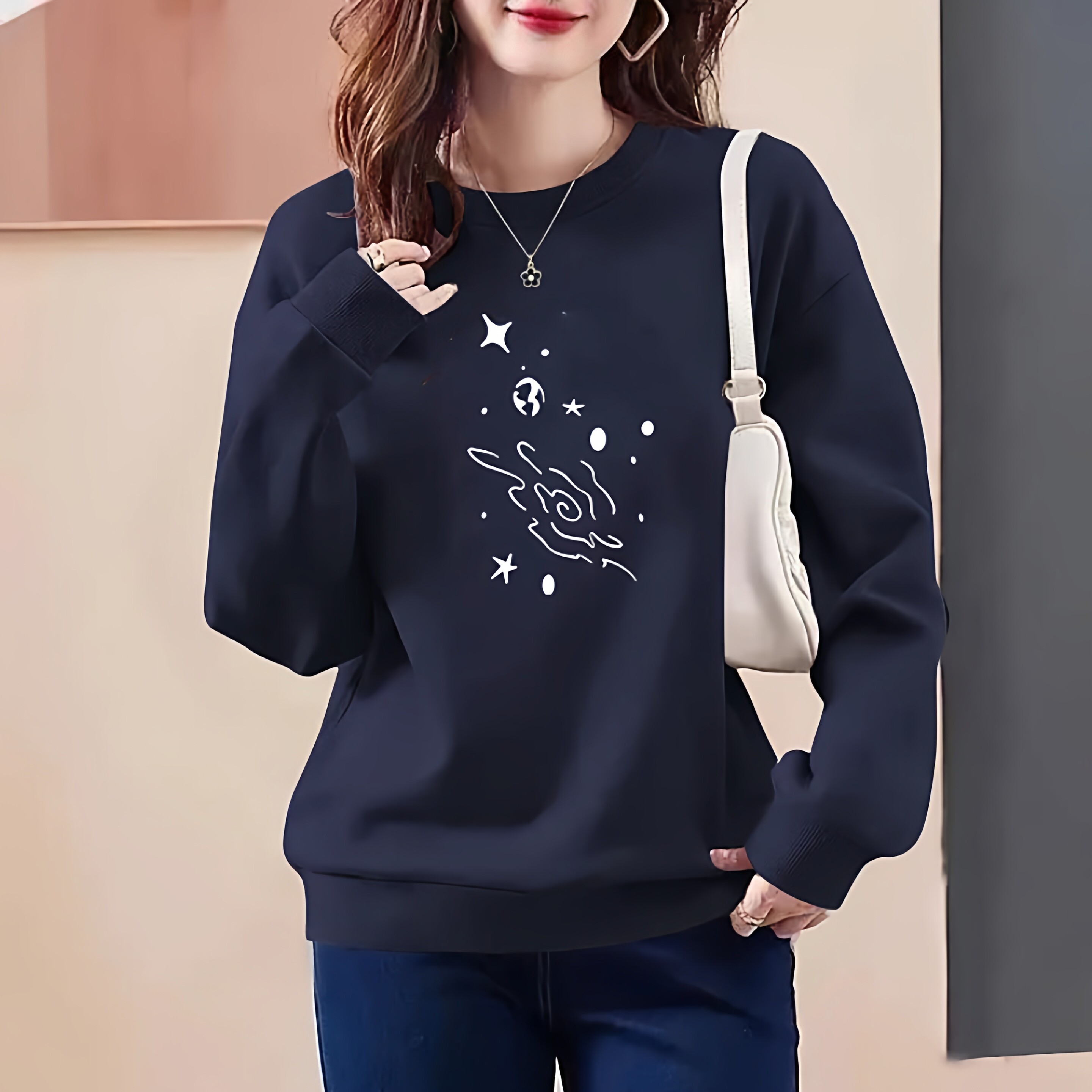 高端一线品牌即墨纯棉卫衣女秋冬韩系慵懒风加绒加厚宽松显瘦外套