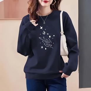 高端一线品牌即墨纯棉卫衣女秋冬韩系慵懒风加绒加厚宽松显瘦外套