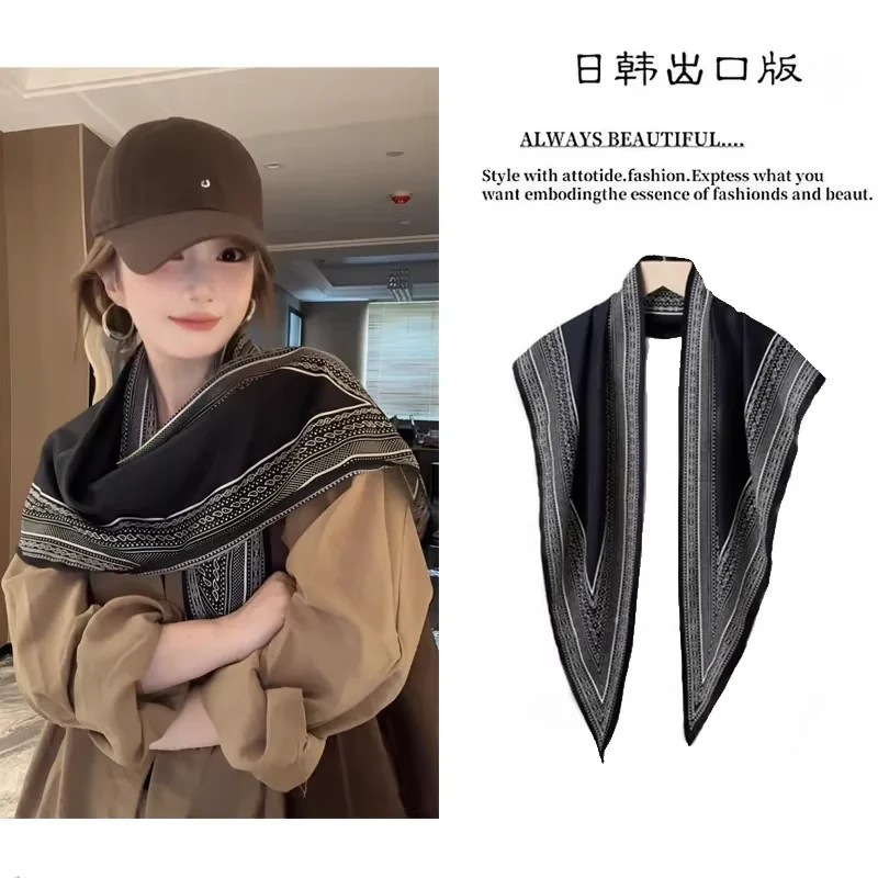 黑色条纹腰间丝巾腰带时尚腰部装饰腰封叠穿屁帘腰巾三角巾女腰饰图片