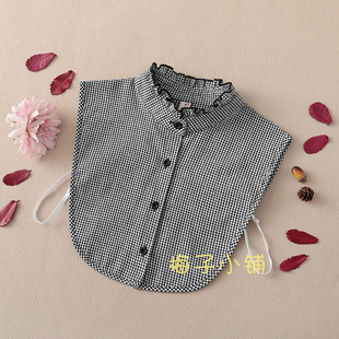 黑白格子假领子立领女衬衫秋冬装饰假领衬衣假衣领棉毛衣尖圆领子