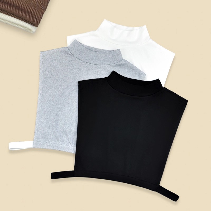 莫代尔针织假领子女秋冬保暖气质高领堆堆领无袖打底内搭百搭假领