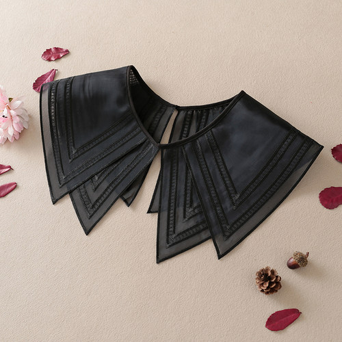 黑色小披肩双层菱形尖角外搭装饰