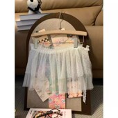 2026爆款 屁帘 芭蕾风波点蕾丝网纱半身裙女叠穿A字短裙少女一片式