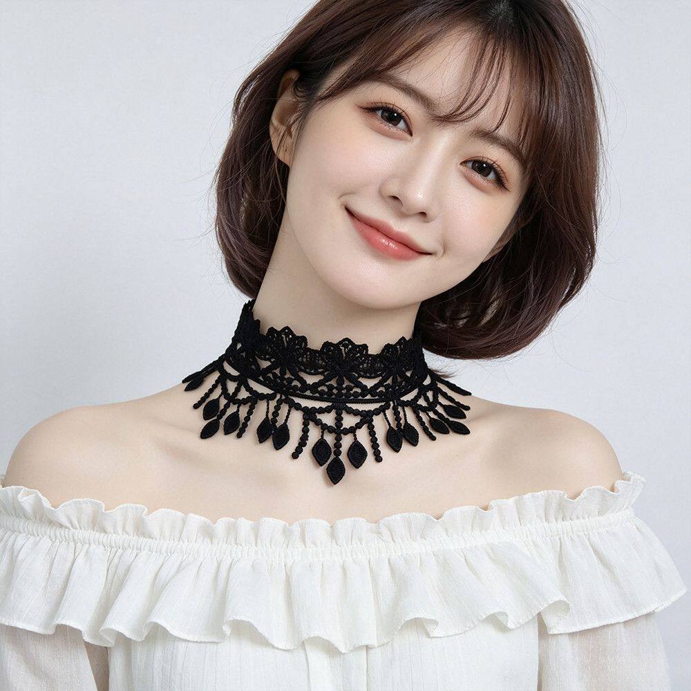 蕾丝脖圈颈圈遮脖子疤痕围脖护颈女士假领子项圈锁骨项链防晒脖套