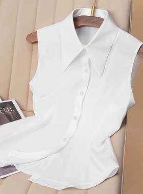 尖领无袖衬衫女秋冬新款韩版百搭打底职业配西装毛衣假衣领假领子