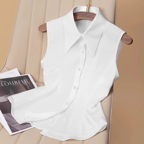 尖领无袖衬衫女秋冬新款韩版百搭打底职业配西装毛衣假衣领假领子