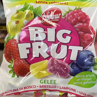 意大利进口零食糖果BIG FRUT混合水果软糖柠檬 黑莓 草莓蜜桃150g